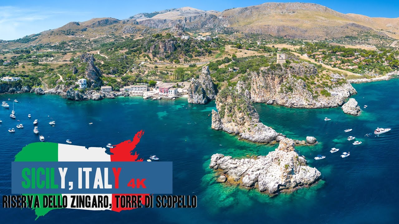 Sicily 4K - Aerial Views of Torre di Scopello and Riserva dello Zingaro