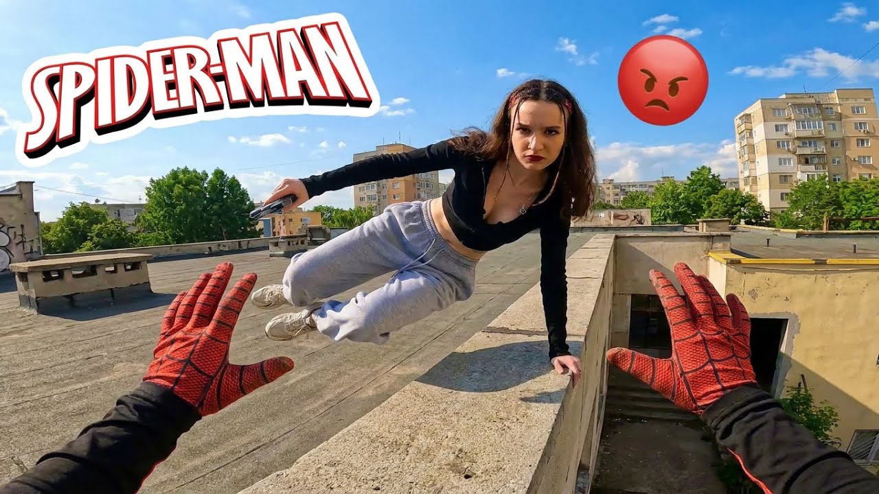 ULTIMATE SPIDER-MAN ESCAPES ANGRY BAD GIRL MIX (Crazy Parkour POV) @Lina-Time