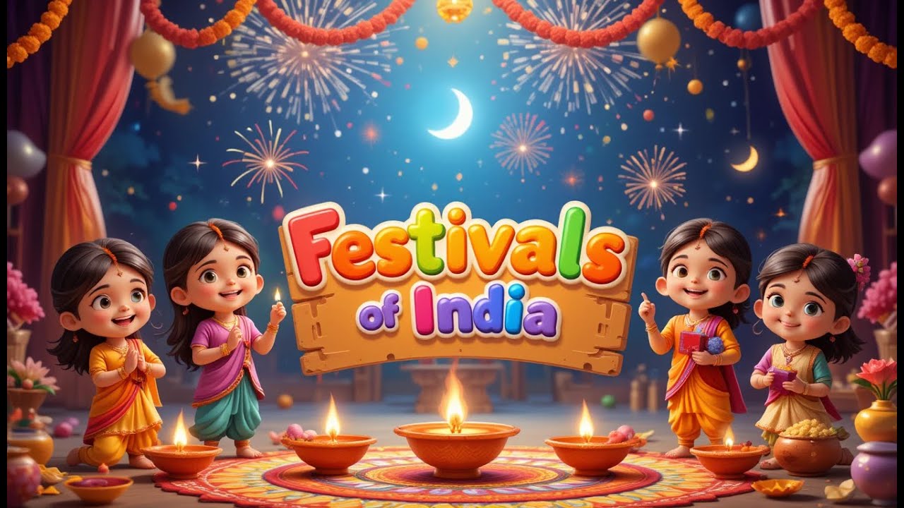 Festival Names of India | Cute and Fun Song for Kids 🎉