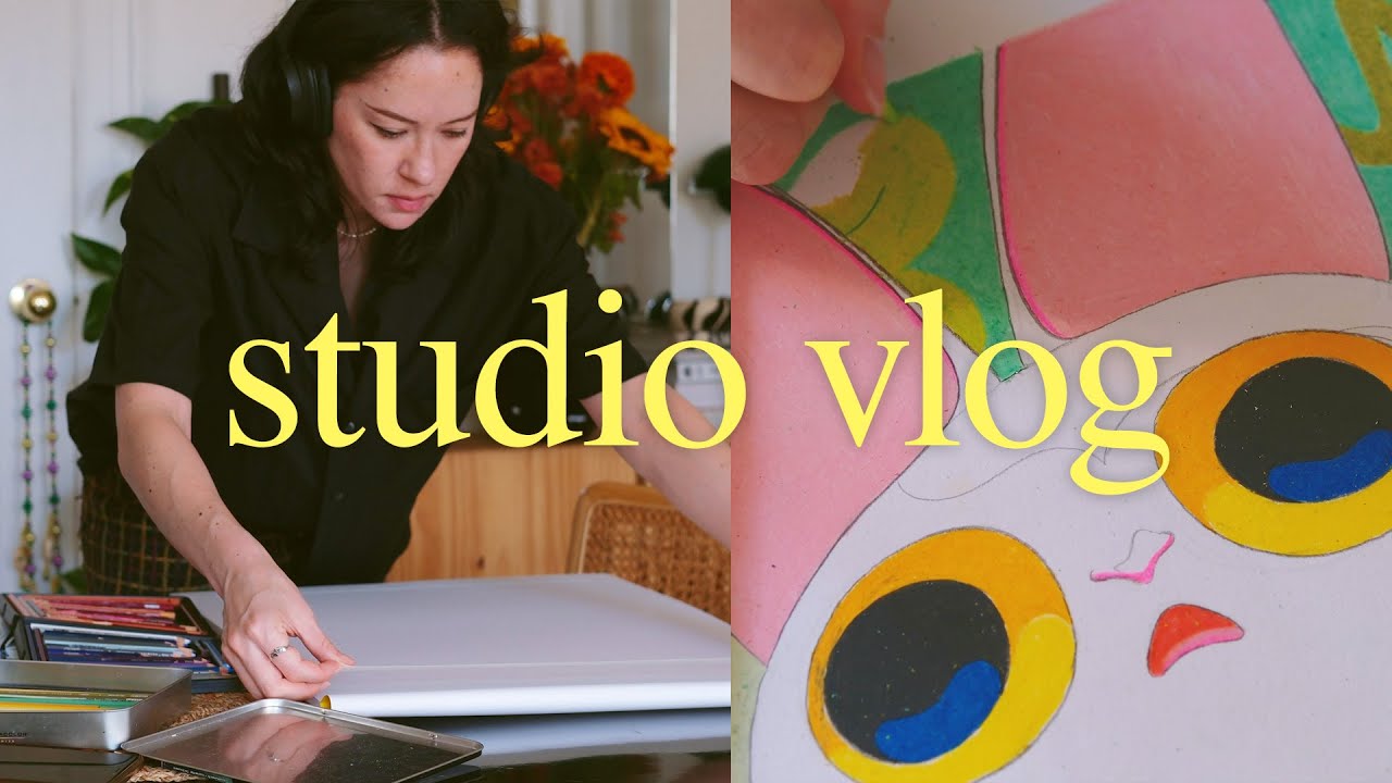 studio vlog | Drawing big, client work, draw with me