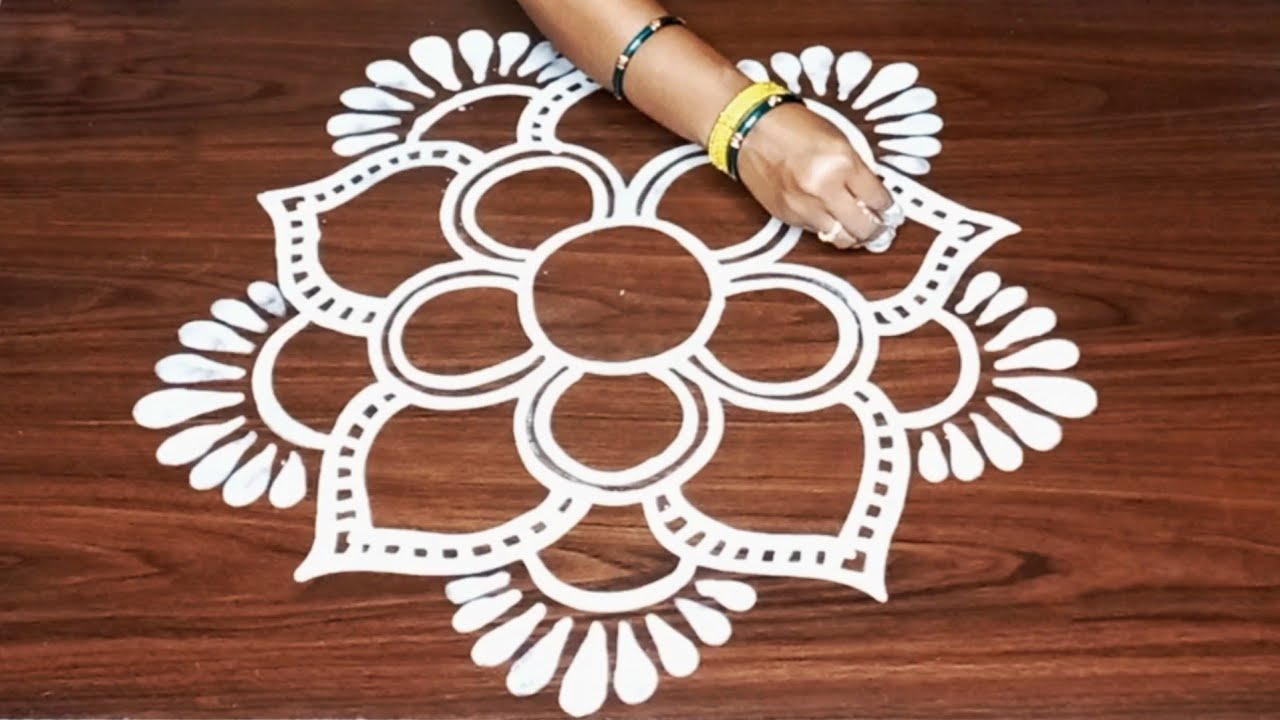 Easy Round Flower Rangoli Designs for BEGINNERS🌺| Step by Step Special Alpona Designs for FESTIVAL 🌷