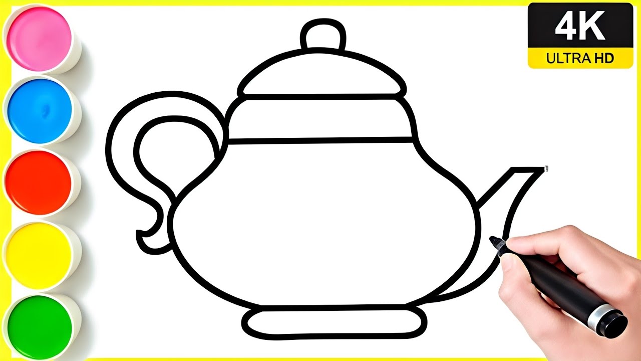 How to draw teapot 🫖 drawing very easy || easy Kettle drawing how to draw kettle || teapot drawing 