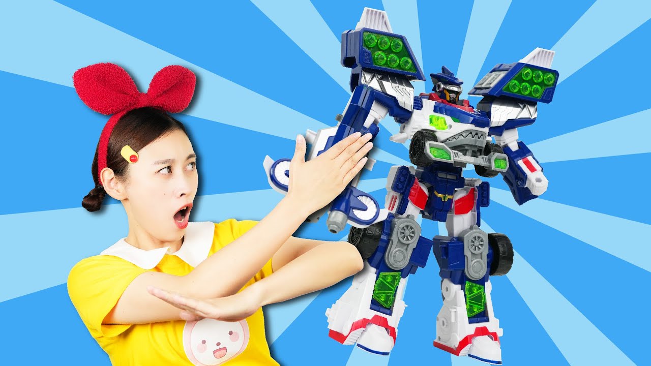 迷你特工队超威巨鲨机甲帮助兔子姐姐打败鲨鱼怪救出王子miniforce JUMPGO思维认知早教启蒙益智Ai育儿亲子Bunny Sister Kid’s theatre兔子姐姐过家家
