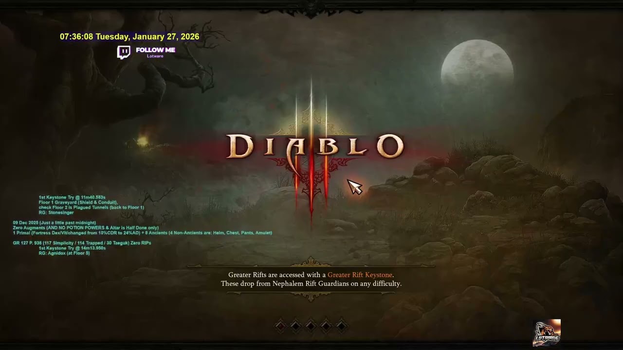D3 27Jan2026 EU- Season 37 - GoD DH Mixing GR 124 & Nephalem Rift (1 and 1), At End 85% Oculus Ring