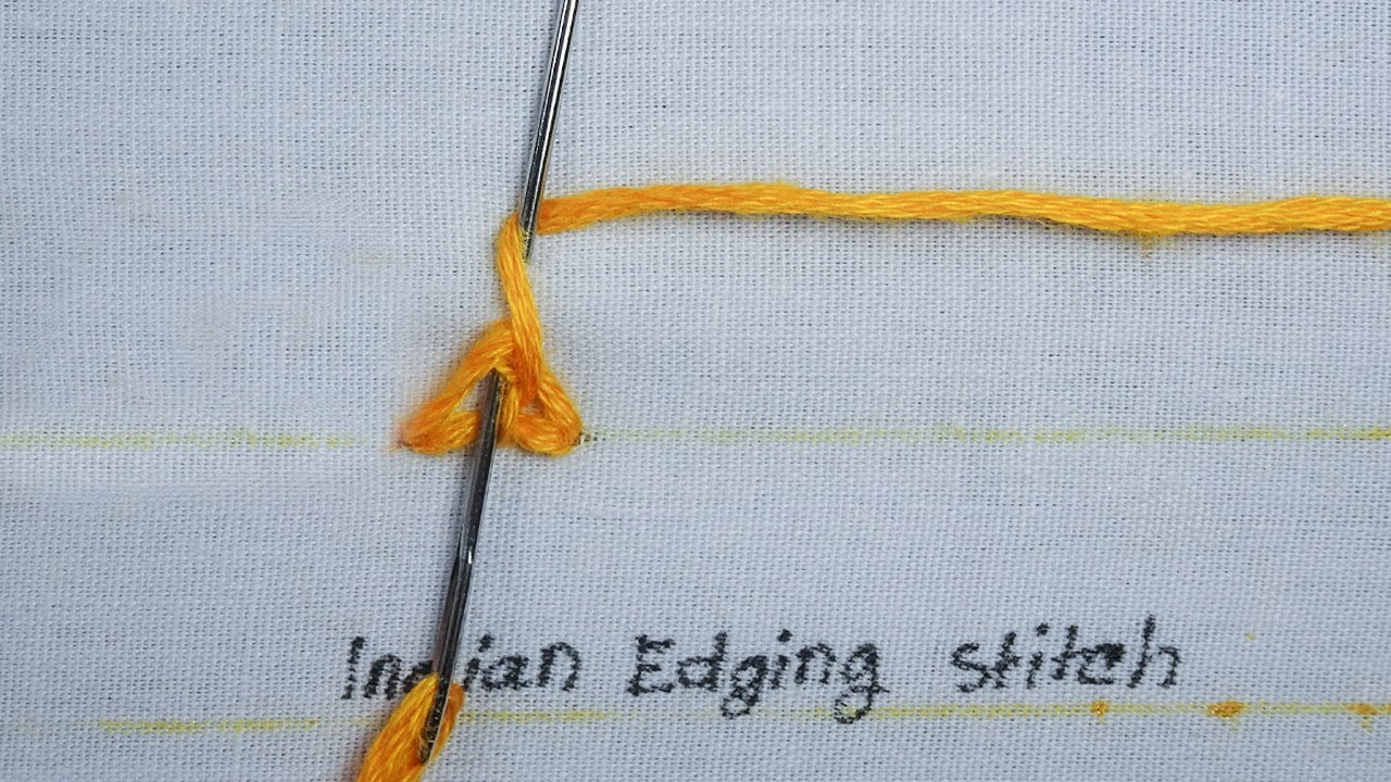 basic hand embroidery tutorial, Indian edging stitch, knot stitch family