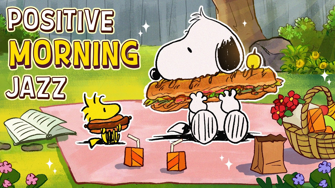Positive Morning Jazz with Snoopy 🎶🍞🌸 |  Uplifting Tunes for a Great Start