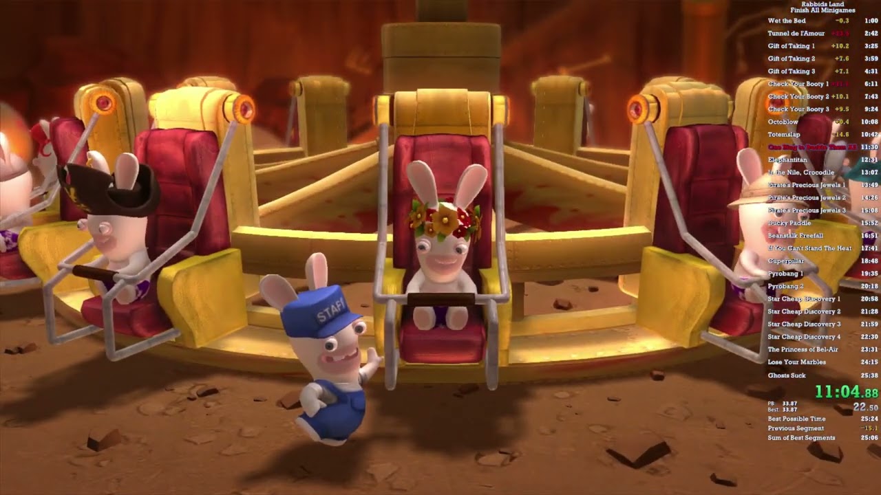 (WR) Rabbids Land - Finish All Minigames Speedrun - 24:38