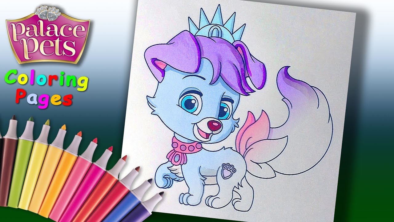 Disney Palace Pets Coloring Book for kids. Puppy Matey Coloring Page