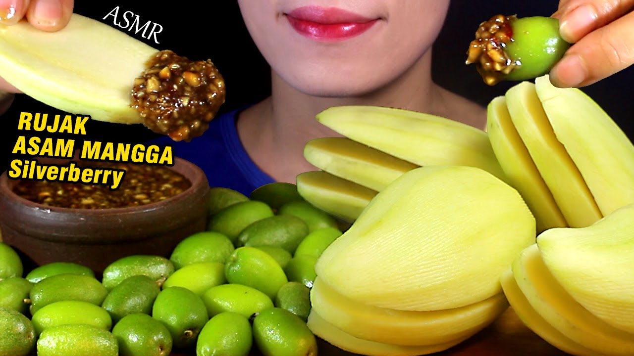 ASMR (RUJAK MANGGA, Silverberry) Sour Mango & Silverberry || Extreme Crunch.