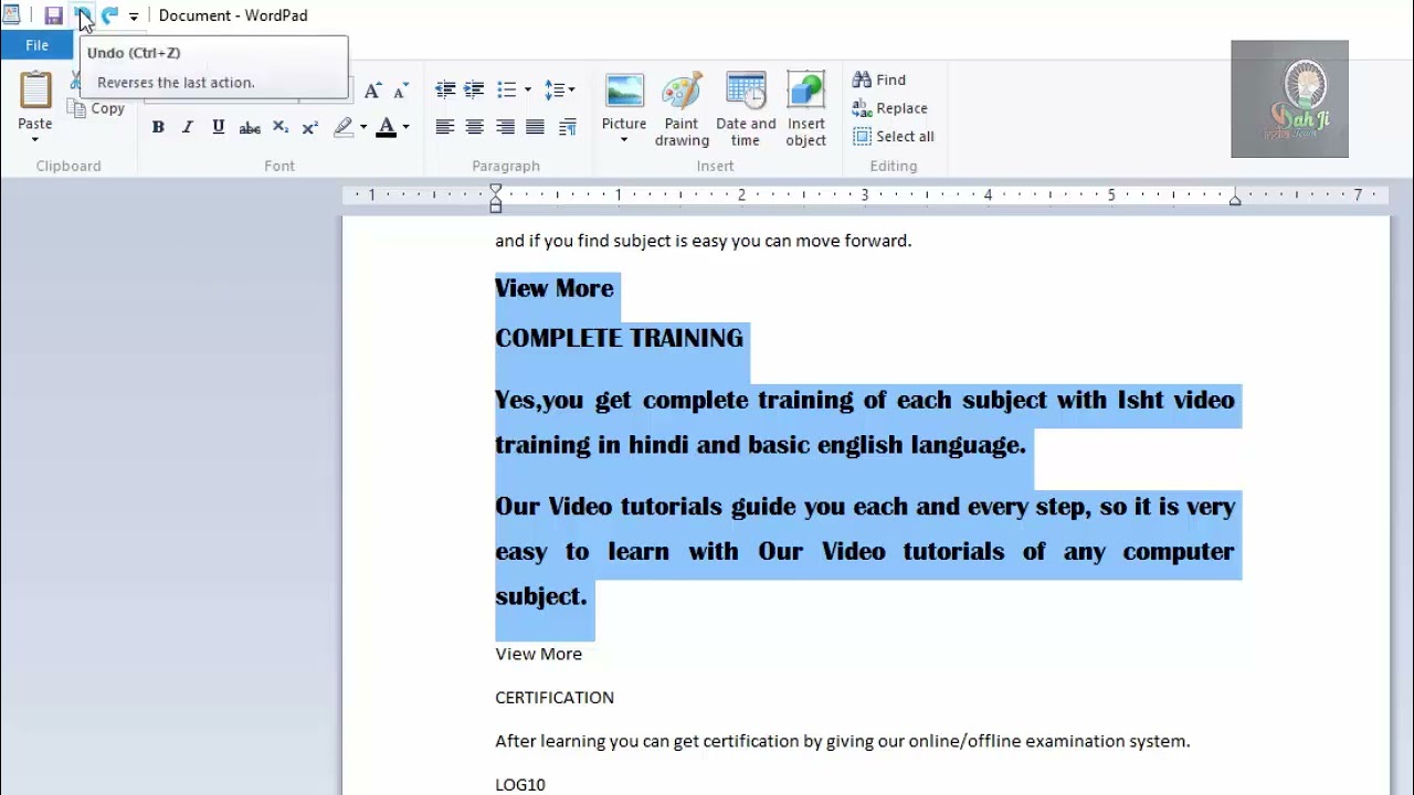 21 MICROSOFT WORDPAD APP MENU SECTION