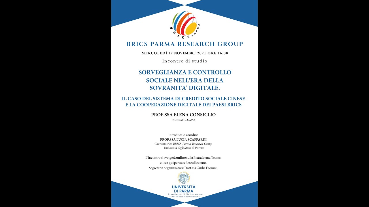 SORVEGLIANZA E CONTROLLO SOCIALE NELL'ERA DELLA SOVRANIT&Agrave; DIGITALE - 17 NOVEMBRE 2021