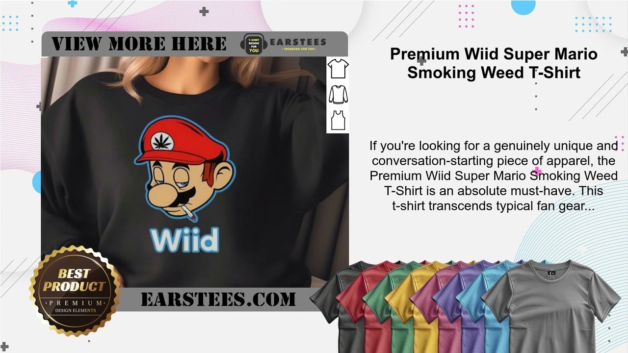 Premium Wiid Super Mario Smoking Weed T-Shirt