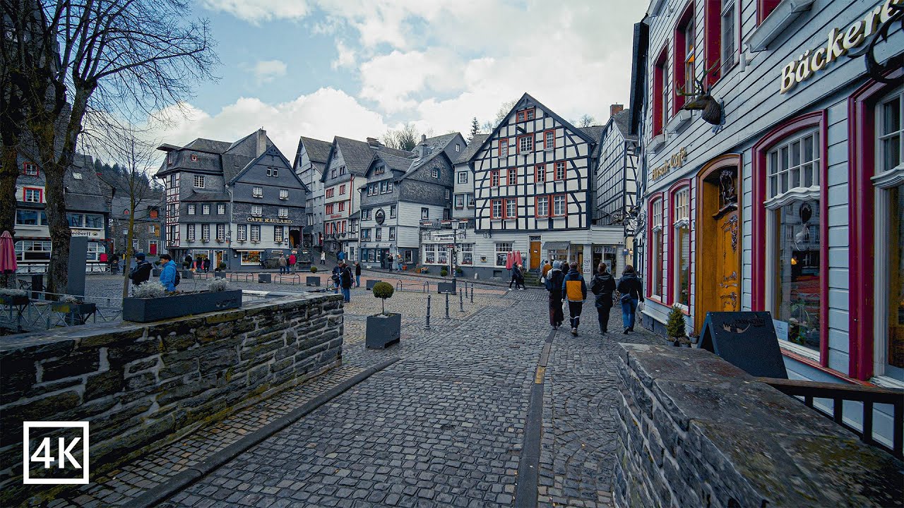 Monschau a Beautiful Decorated Medieval Town in Germany 4K