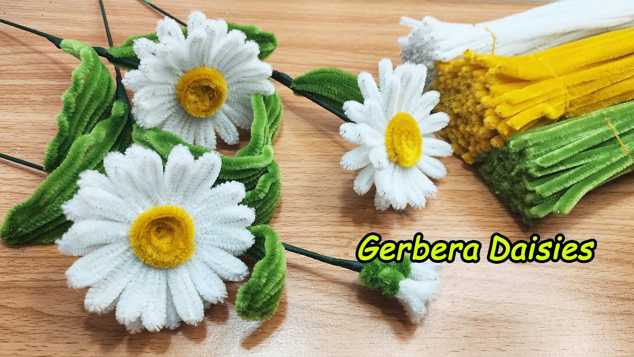 DIY | How to make an easy Gerbera daisies | pipe cleaner flower by handcraft sreyneang