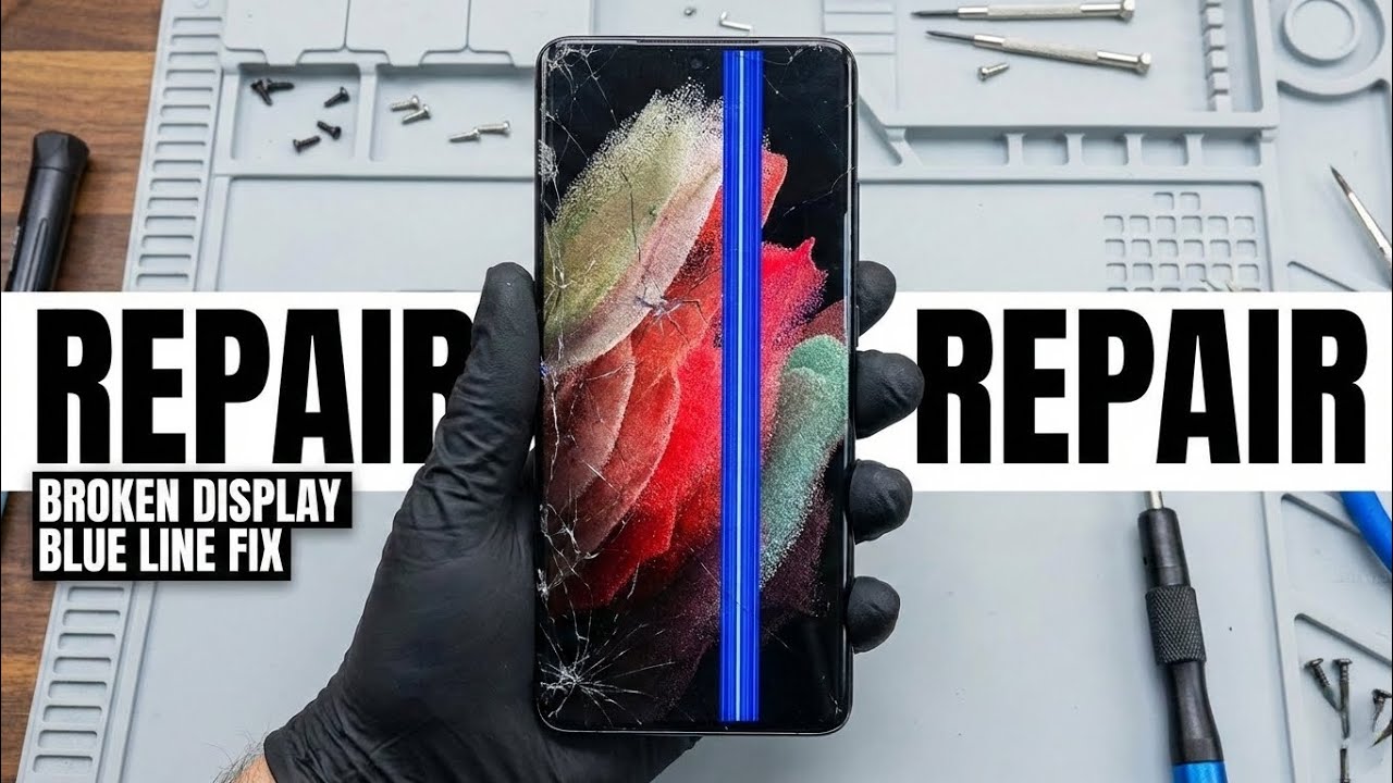 Samsung s21 ultra display many blue line and dameged repair 💯💯💯