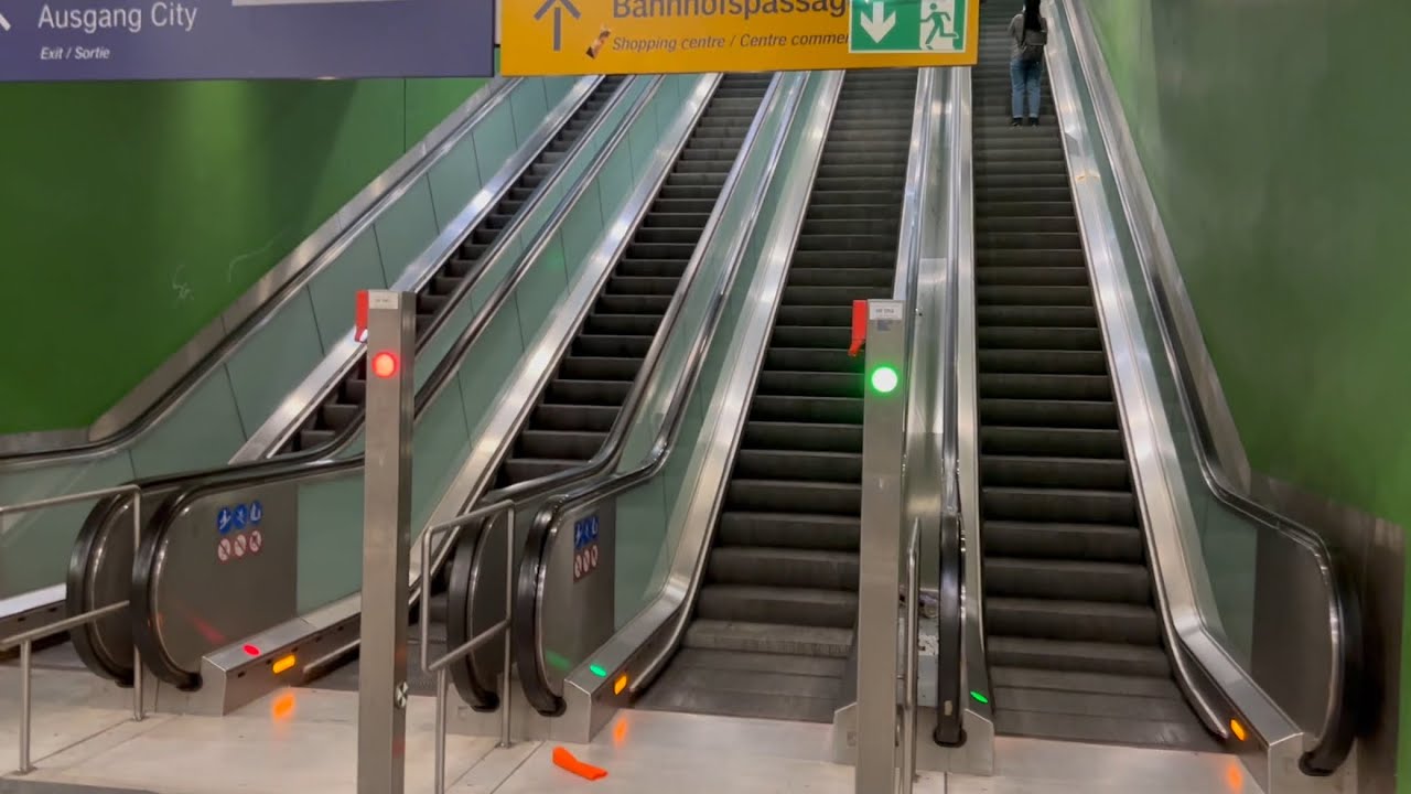 Frankfurt, Germany. 8x KONE escalator at Hauptbahnhof rear entrance to S Bahn Platforms.