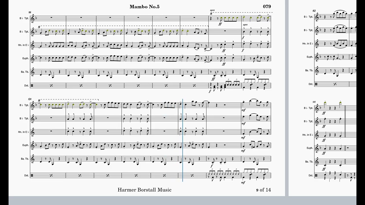 Mambo No. 5, Brass Quintet and Perc, Com: Prado, Bega & Davids, arr. Harmer Borstall #brassquintet