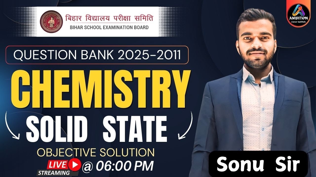12th CHEMISTRY QUESTION BANK SERIES || SOLID STATE || OBJECTIVE SOLUTION || SONU SIR ||