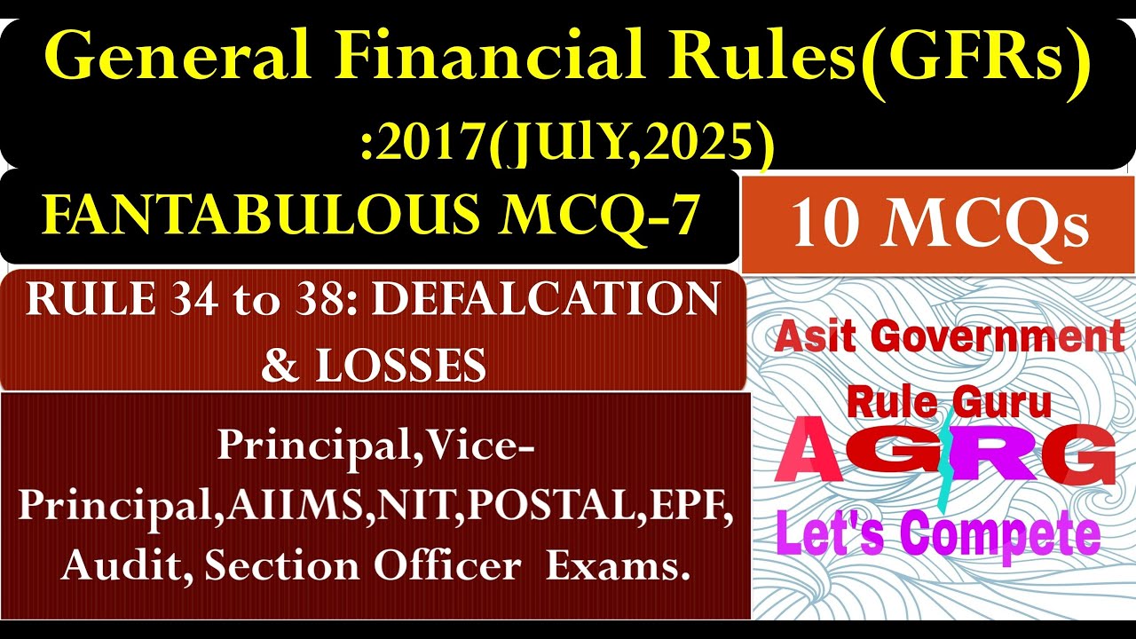 General Financial Rules(GFRs,2017): FANTABULOUS MCQ-7