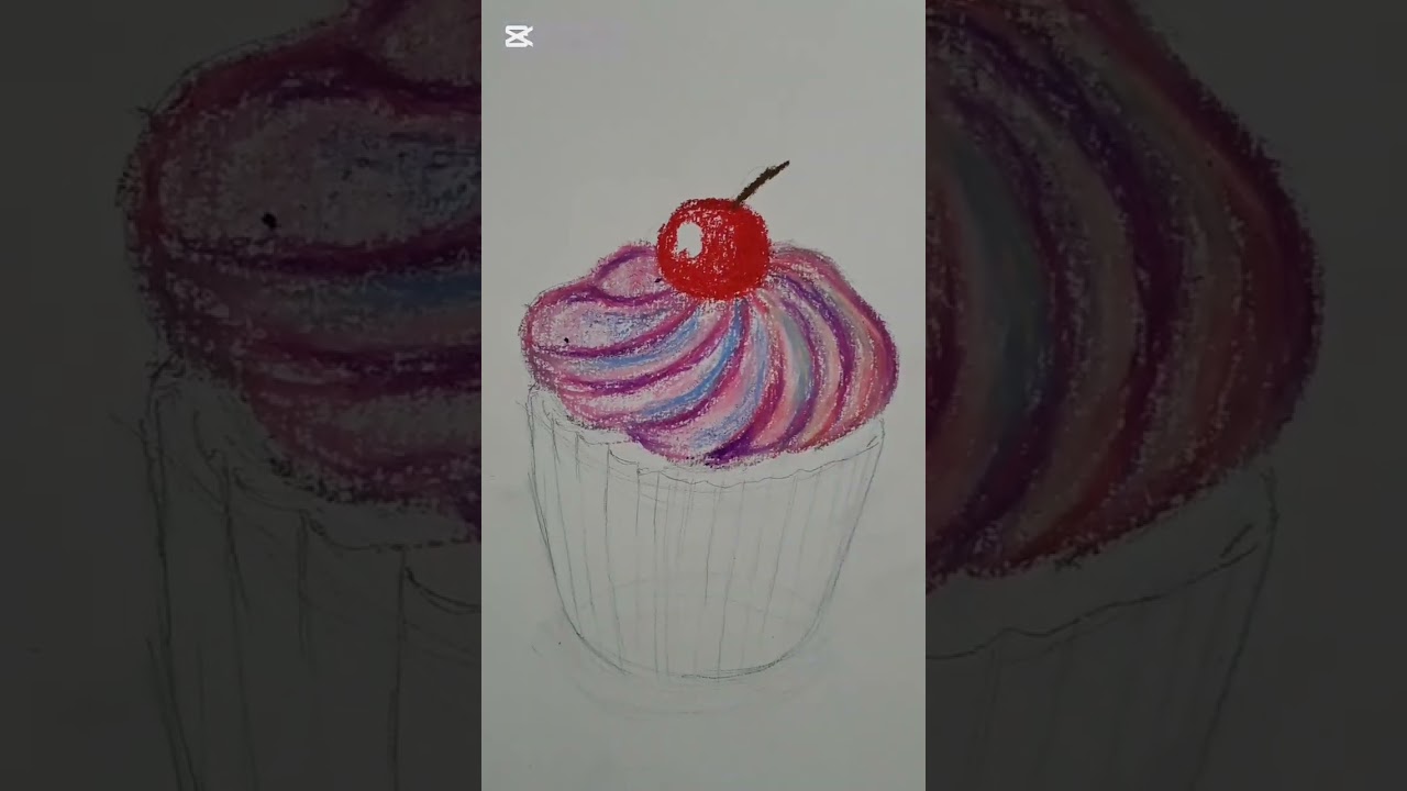 Yağlı pastel ile kolay kek çizimi.#art #çizim #painting #sanatçı #yağlıboya #sketch 
