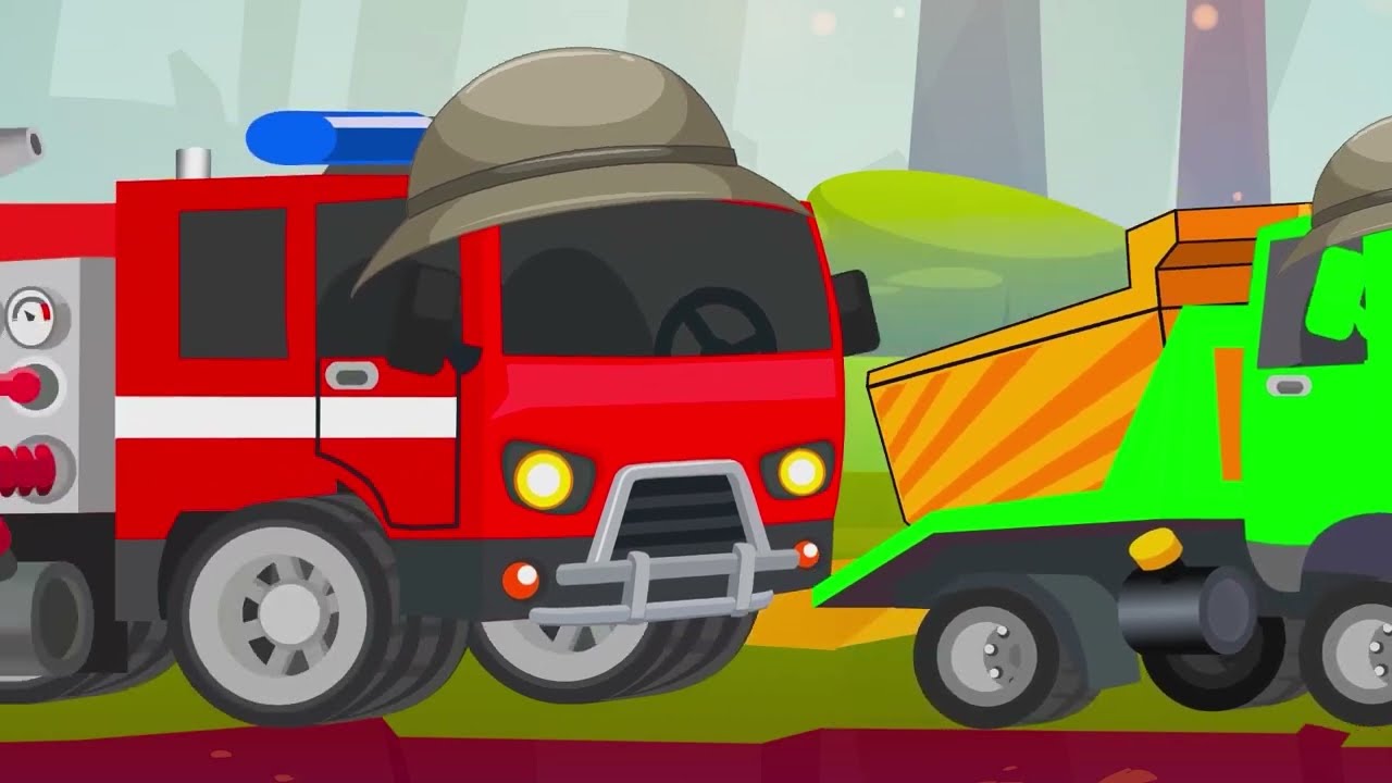 Clean Up Fallen Trees Mission! Rescue Team On Duty! | Funny Vehicles Animation