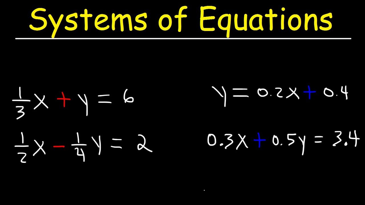 Solving Systems of Equations With Fractions and Decimals