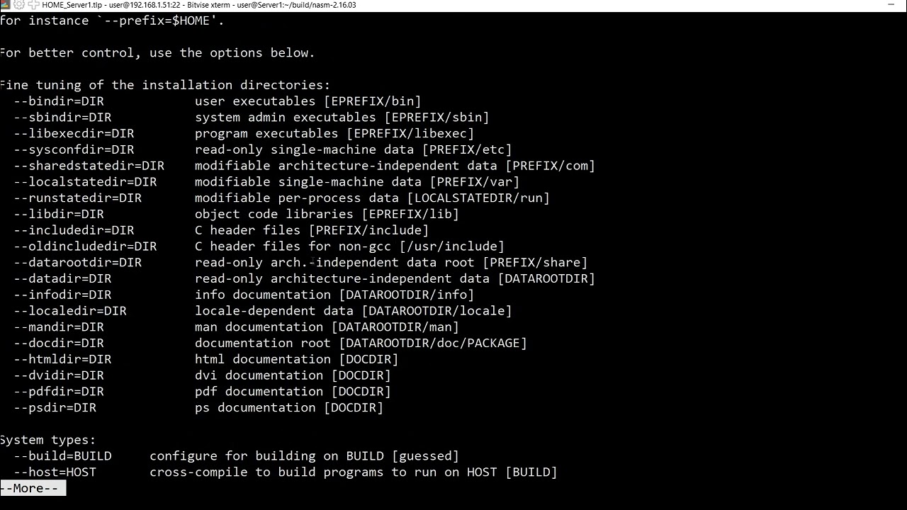 Installing NASM from source on Linux without root permissions