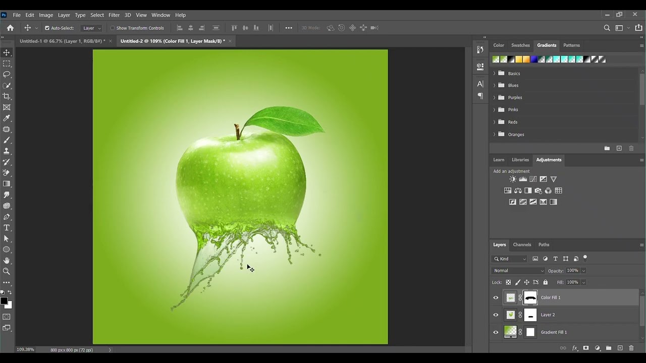 How to create an image manipulation (Apple + Water Splash) easily | Graphic Design | Photoshop |