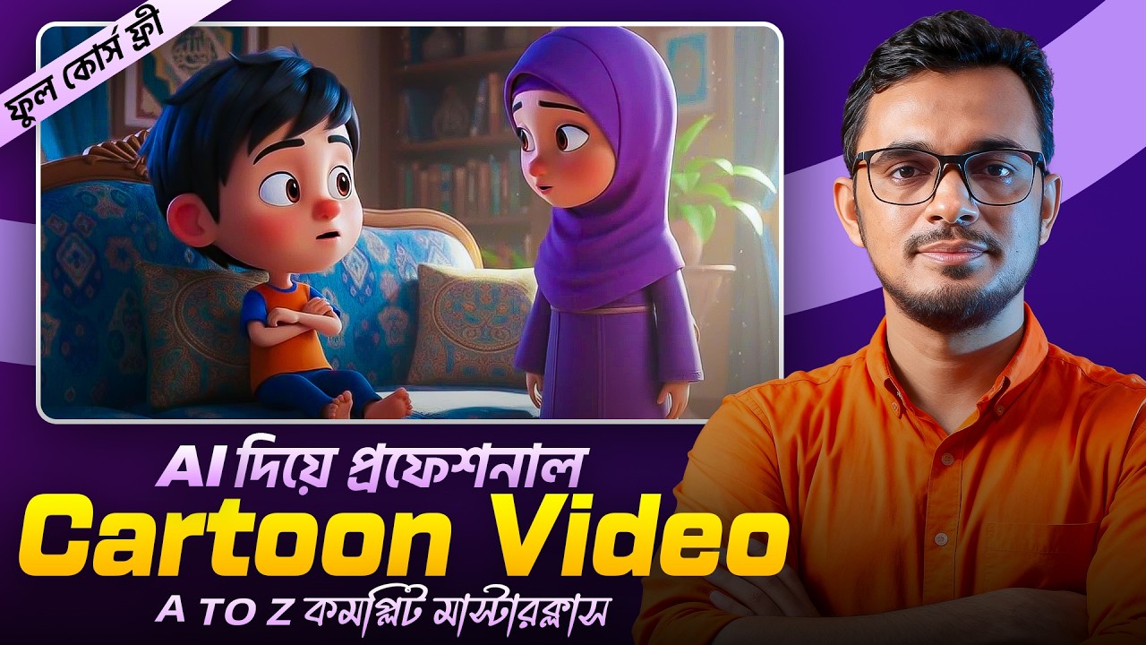 AI দিয়ে সম্পূর্ন  ফ্রীতে ইসলামিক কার্টুন ভিডিও । free AI Cartoon video tutorial in bangla