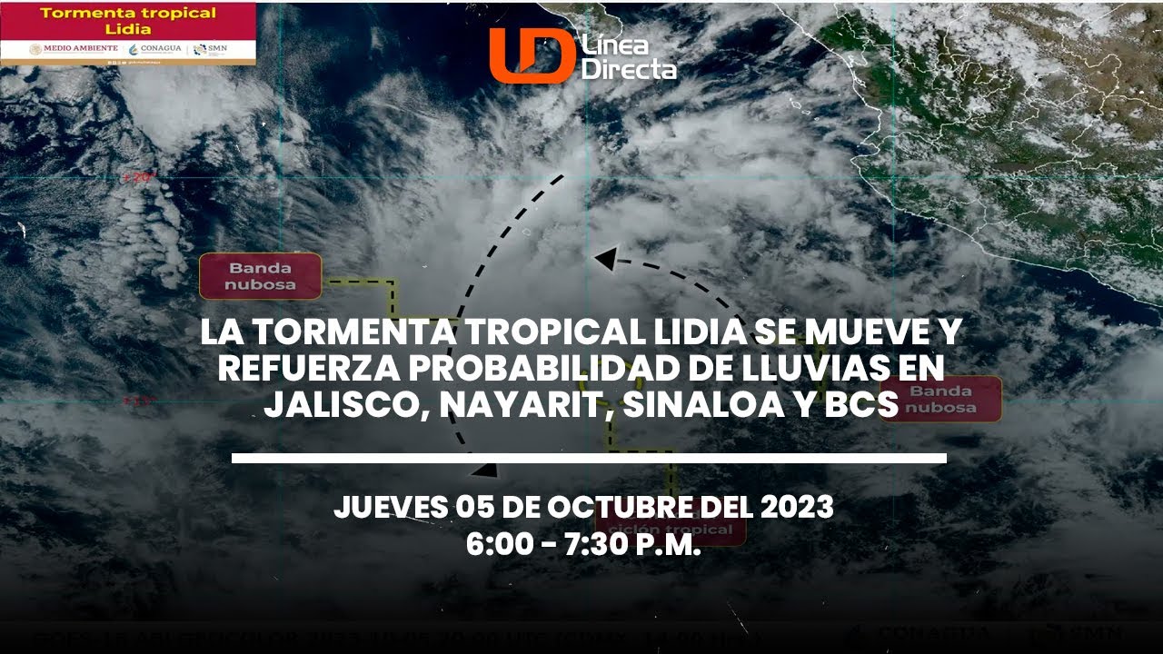La tormenta tropical Lidia se mueve y refuerza probabilidad de lluvias