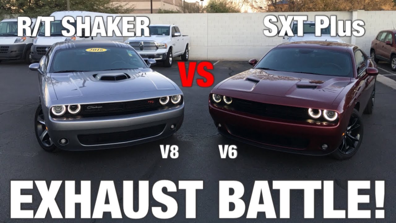 Dodge Challenger Trim Level Comparison R/T Shaker VS SXT Plus with exhaust comparison