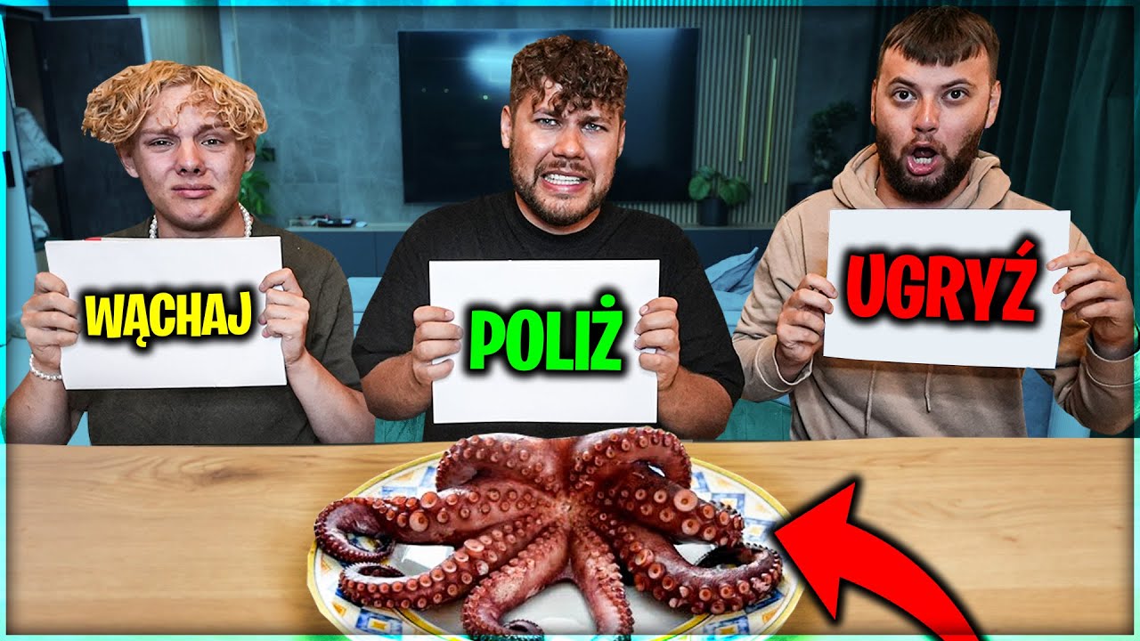 UGRYŹ POLIŻ POWĄCHAJ CHALLENGE 3... *surowa kałamarnica*