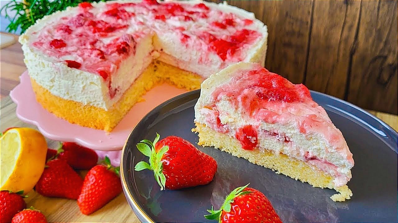 Einfache Erdbeer Quark Torte, locker leicht, bestes Rezept, Rabeas Kitchen 🥰