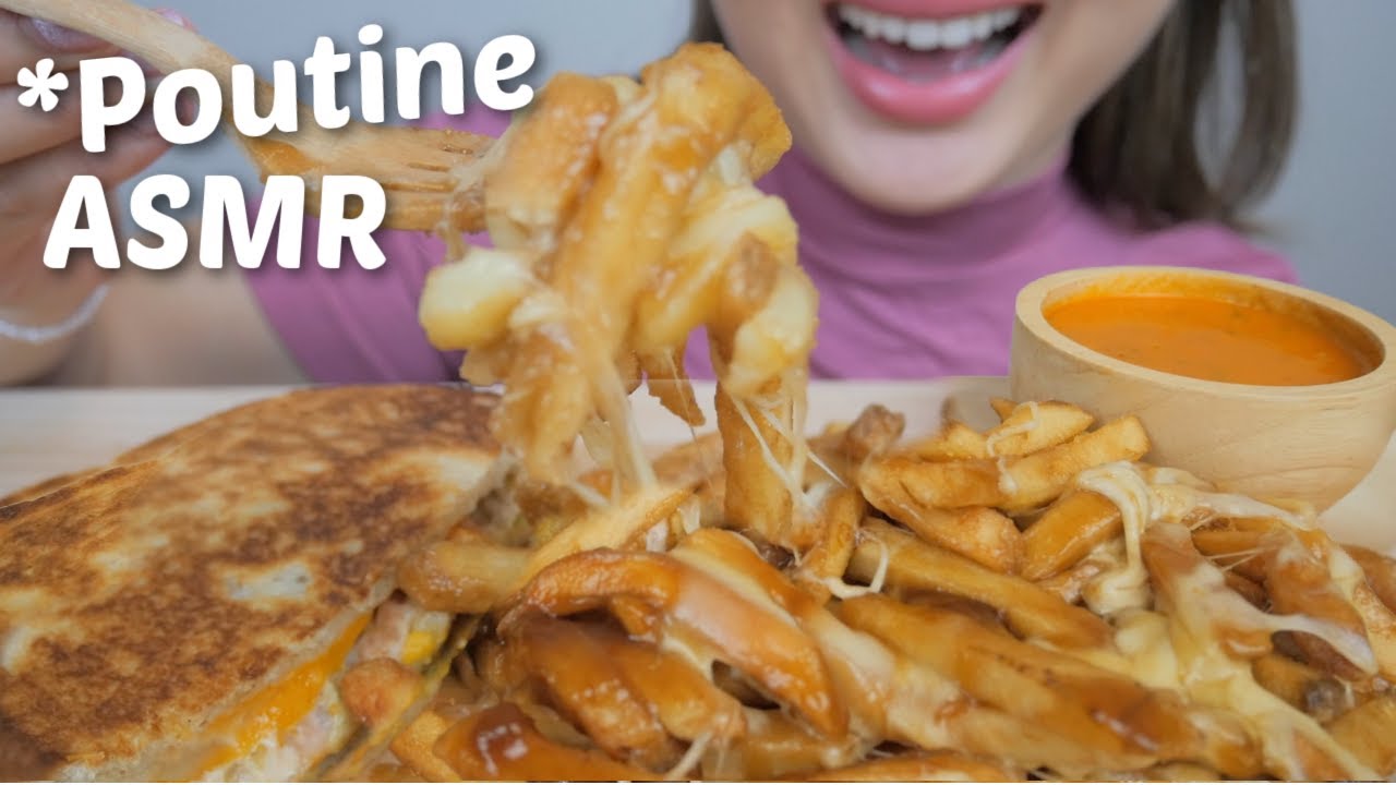 Classic Canadian POUTINE with Bacon Avocado Sandwich and Tomato Bisque Soup *NO Talking Eating Sound