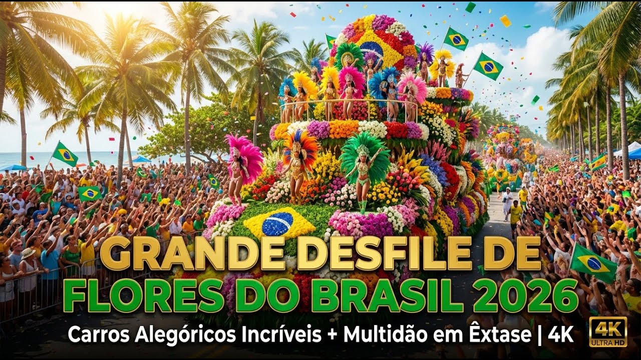 Grande Desfile de Flores do Brasil 2026 | Carros Alegóricos Incríveis + Multidão em Êxtase | 4K
