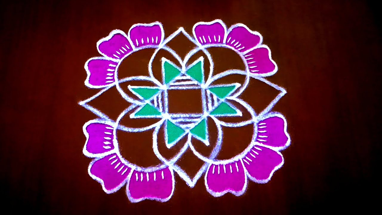 Easy and simple rangoli / creative rangoli / 4*2*2 chukkala muggulu