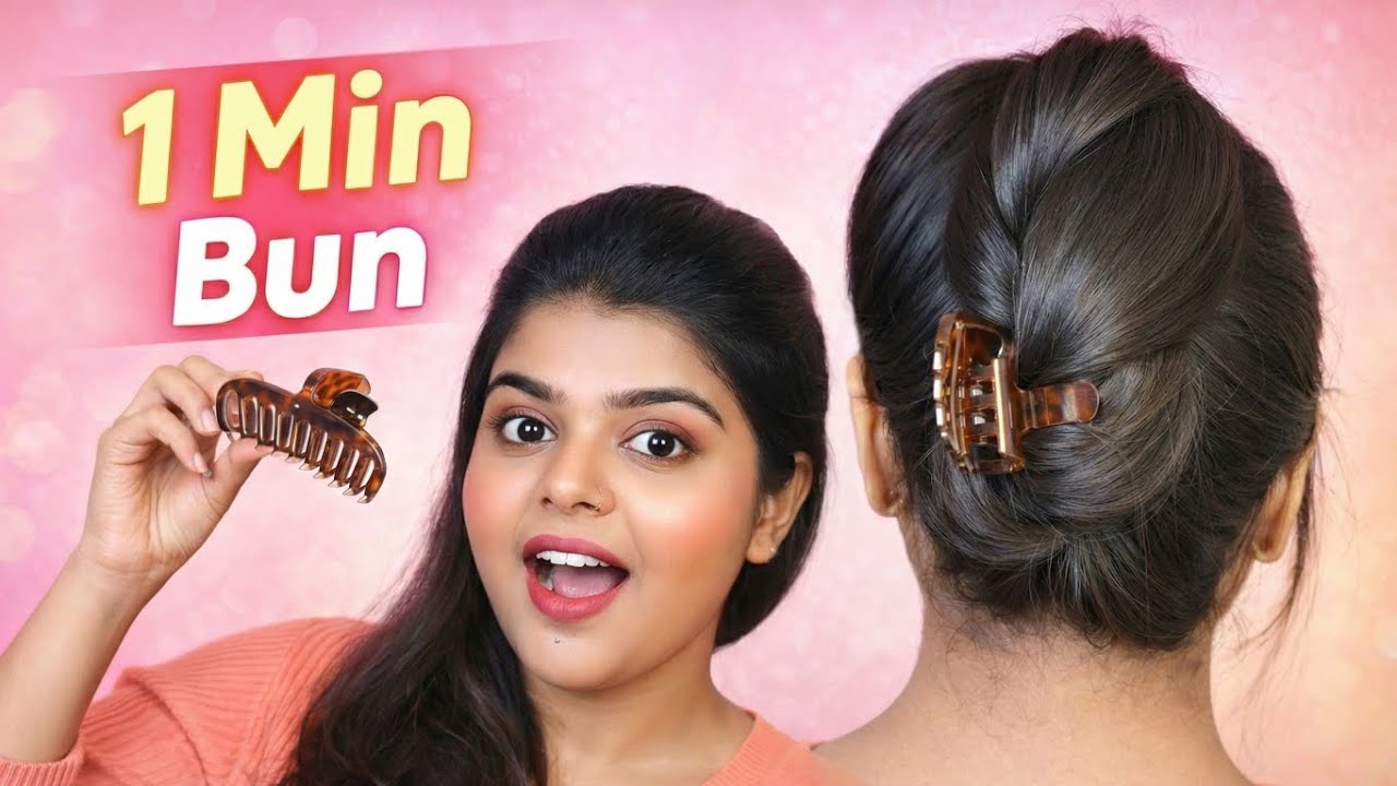 Claw Clip Hair Bun in 1 Min | Easy Bun Hairstyle