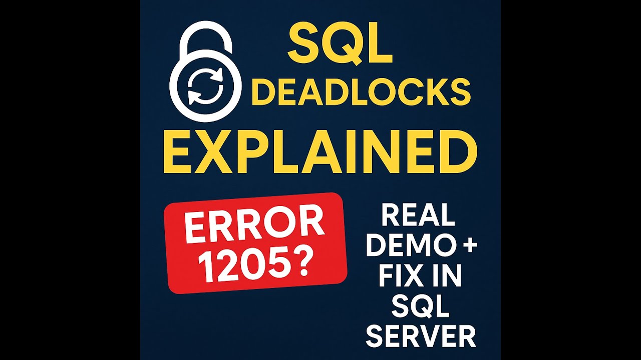 🎯 SQL Server Deadlocks Explained with Real Example | Detect & Resolve Deadlocks in SQL Server