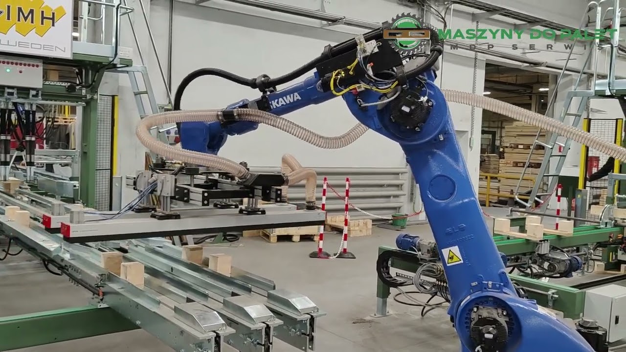 Najnowocześniejsza linia, automat do produkcji palet z robotami Yaskawa do krótkich serii palet