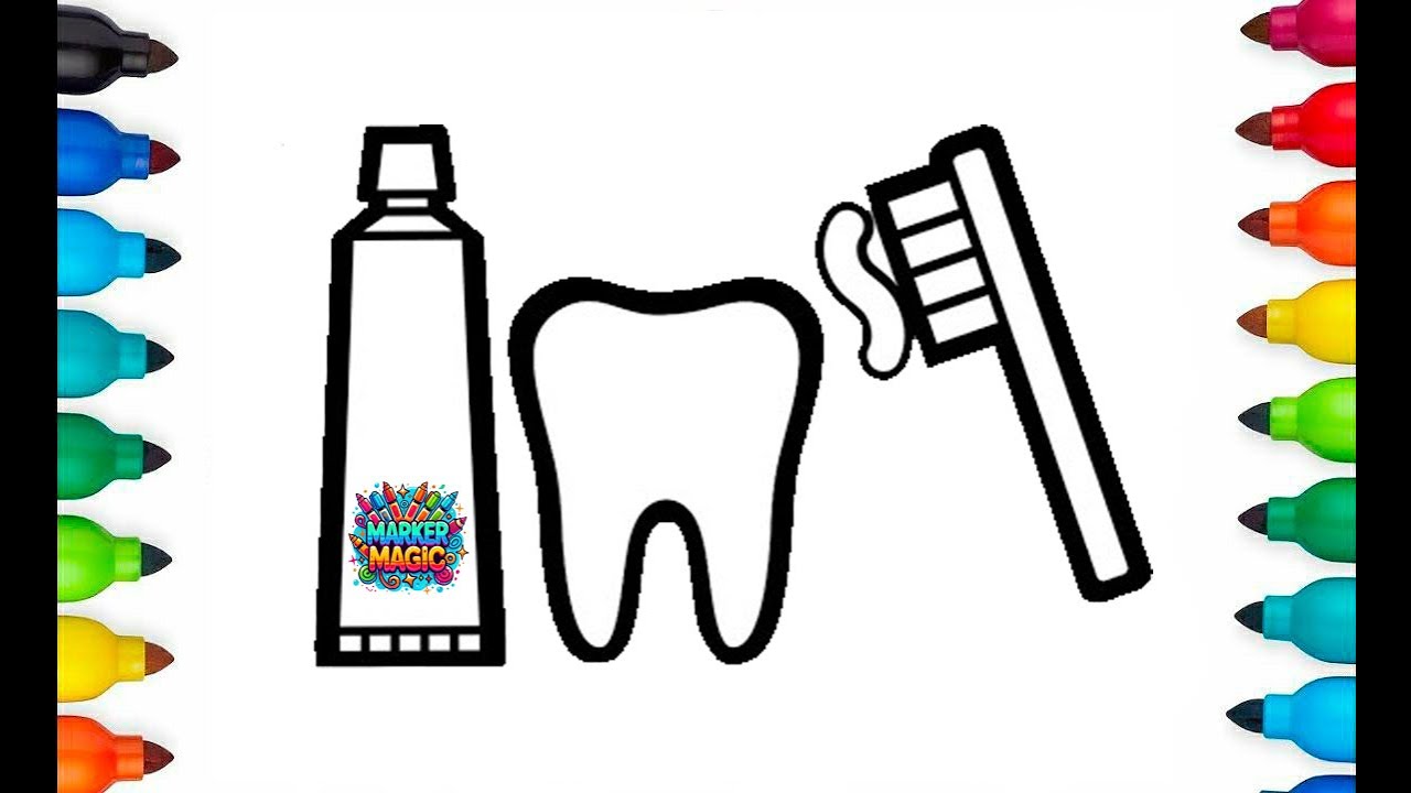 Dental Hygiene, Toothpaste, Toothpaste Drawing / How To Draw Toothbrush & Toothpaste / Draw Smile