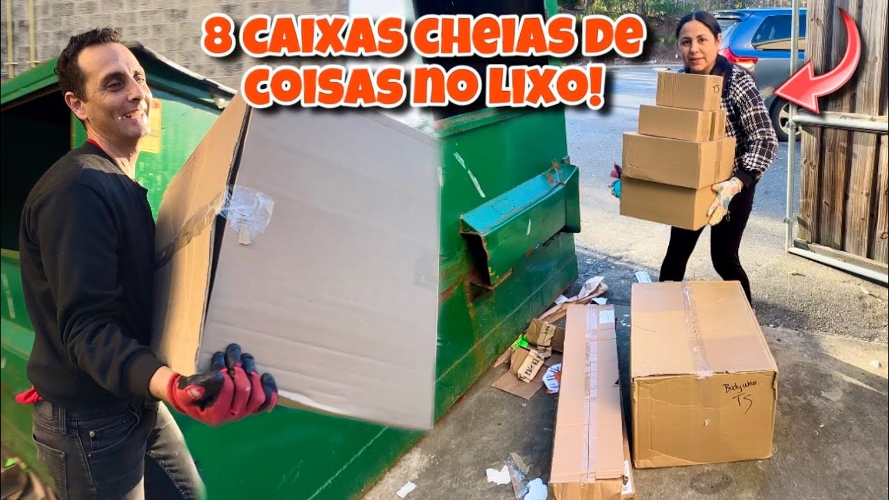 Dumpster diving! 8 caixas cheias de coisas no lixo dos Estados Unidos!🇺🇸😱