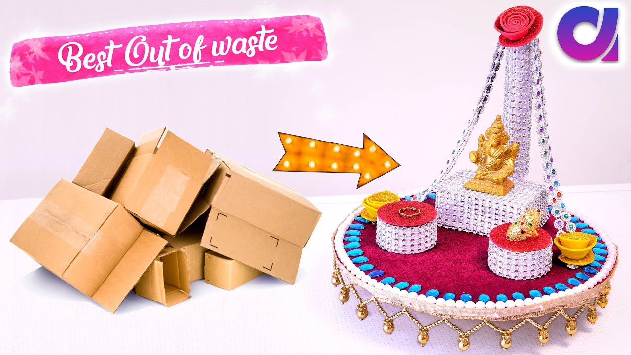 How to make engagement thali from waste Cardboard | Best Out of Waste | Artkala 471