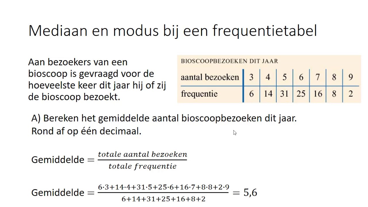Mediaan en modus bij een frequentietabel (2 HAVO/VWO & 2 VWO)