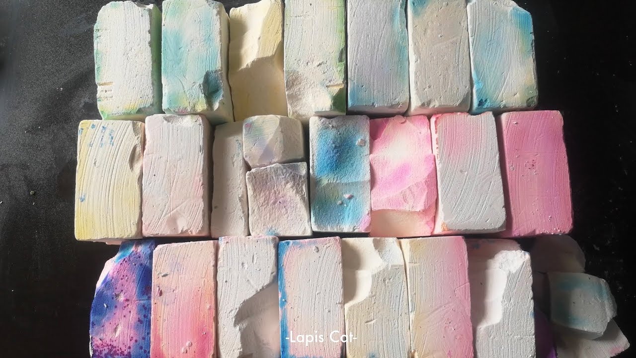20 Dyed and then Undyed Gym Chalk Blocks😋bad texture but colors are fun#asmr #dyedgymchalk