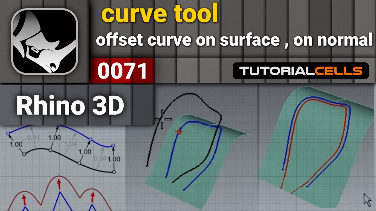 0071. offset curve, offset curve surface normal, offset curve on surface, offset multiple in rhino