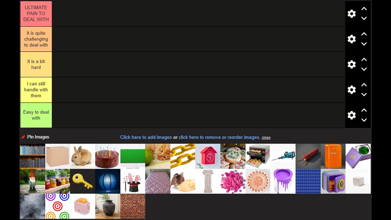 Roomscapes Element Ranking based on difficulty (according to me)