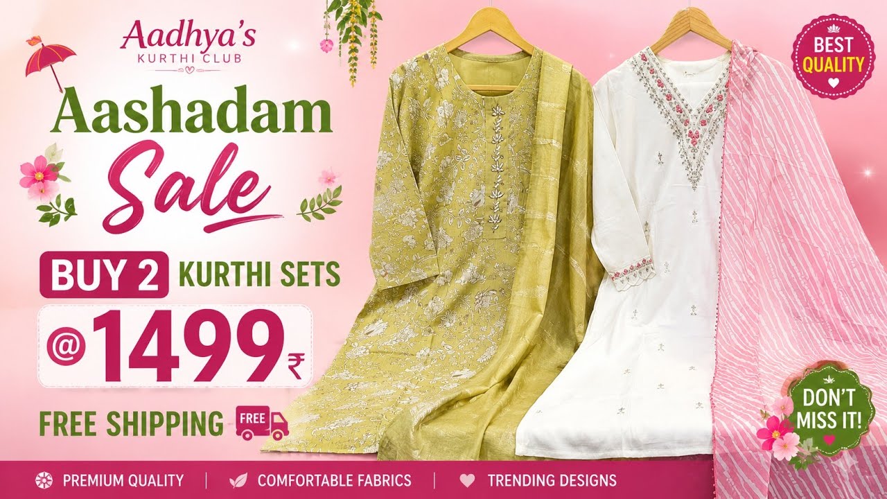 Now That's a Real Aashadam Sale! 😍 | Buy 2 Kurti Sets for ₹1499 | FREE Shipping | Aadhya's Kurthi...
