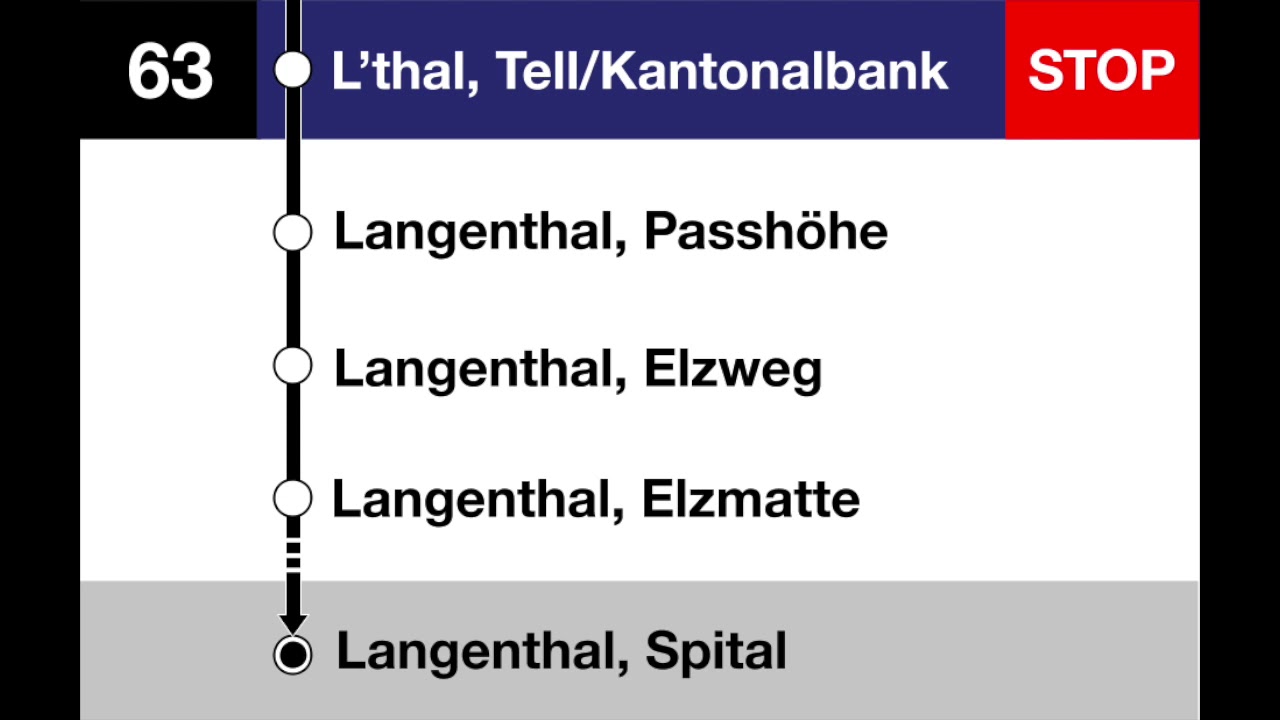 Asmobil Ansagen - Langenthal Stadtbus Linie 63 Industrie Nord  – Bahnhof – Tell – Elzmatte – Spital