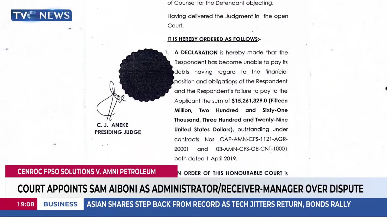 Court Appoints Sam Aiboni As Administrator/Receiver-Manager Over Cenroc–AMNI Dispute