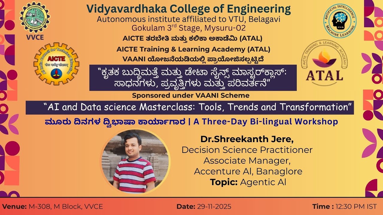 Day 3-Session 2: Agentic AI | Dr. Shreekanth Jere(Associate Manager, Accenture) | VVCE, Mysuru